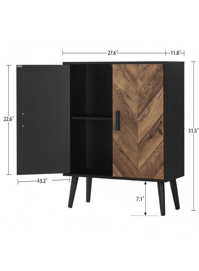 Iwell Iwell Storage Cabinet with Adjustable Shelf & Doors, Entryway Cabinet, Accent Cabinet for Living Room, Dining Room, Entryway, Black  - Image 1