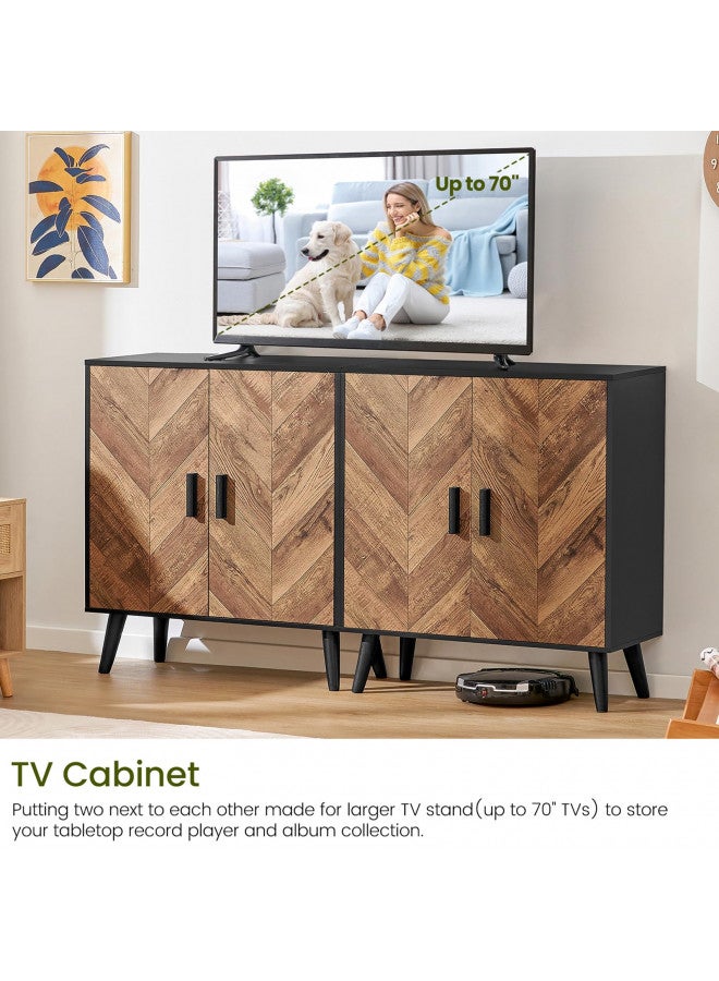 Iwell Iwell Storage Cabinet with Adjustable Shelf & Doors, Entryway Cabinet, Accent Cabinet for Living Room, Dining Room, Entryway, Black  - Image 4
