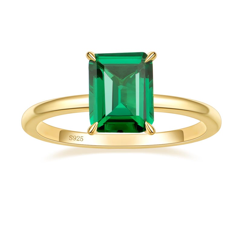 SHINYSO 3CT 925 Sterling Silver Wedding Band for Women Solitaire Created Green Emerald Simple Wedding Band Engagement Promise Rings for Her Size 5-10 (Size 7) - Image 1