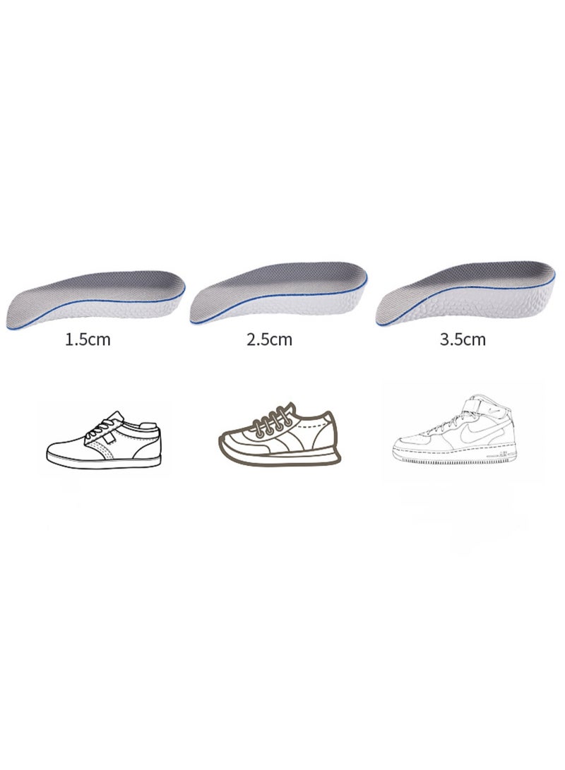 1 Pair Inner Height Increasing Insole,1.5/2.5/3.5cm Heel Lift Foot Pads Invisible Hidden Soft Heel Cushion Inserts Insoles,Breathable Sports Shock Absorption Half Cushion Insoles for Men Women, Grey - Image 2