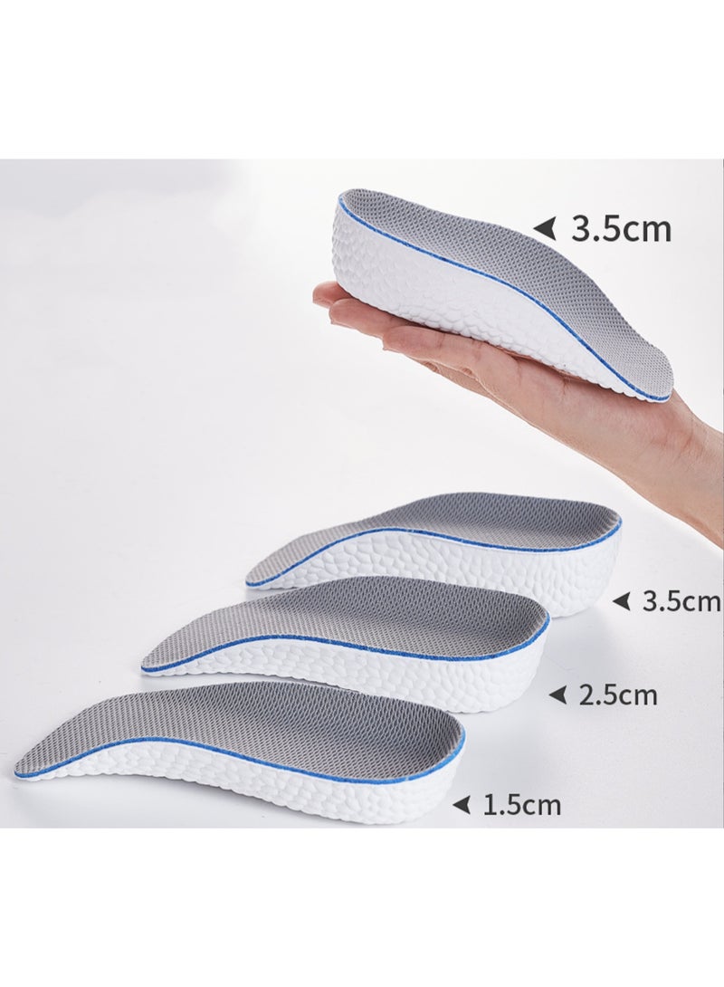 1 Pair Inner Height Increasing Insole,1.5/2.5/3.5cm Heel Lift Foot Pads Invisible Hidden Soft Heel Cushion Inserts Insoles,Breathable Sports Shock Absorption Half Cushion Insoles for Men Women, Grey - Image 1