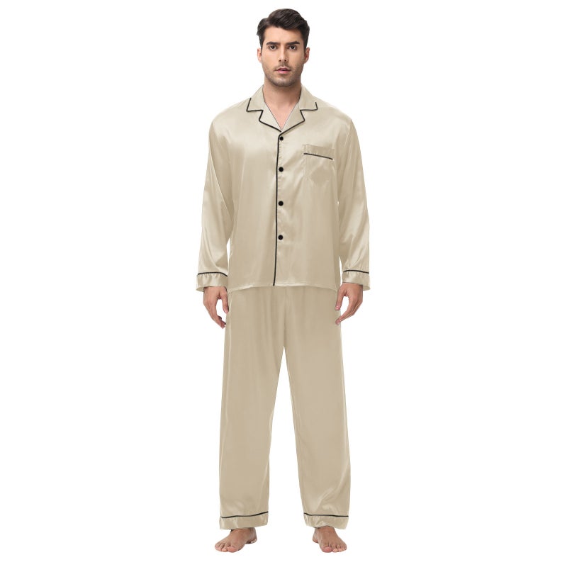Men's Long Sleeve Silk Touch Pajama Set - Image 5