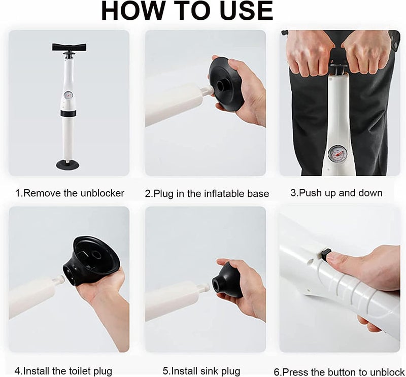 TORIOX Drain Plunger, Bathrooms and Kitchens Sinks Air Plunger Drainage Tool - Toilet Plunger Pump Close Tool Sink Dredging Device Toilet Vacuum Sucker Cleaning Tool Bathroom Product - Image 4