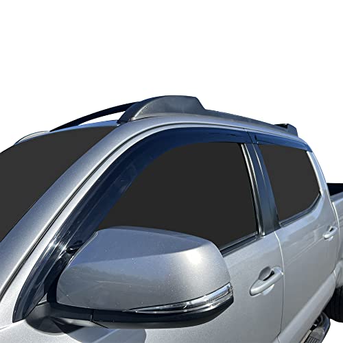 AUTO CLOVER AUTOCLOVER Side Window Visor 4 Piece Set for Toyota Tacoma 2016 2017 2018 2019 2020 2021 2022 2023/ Safe RAIN Out-Channel Guard Deflector (Smoked) - Image 2