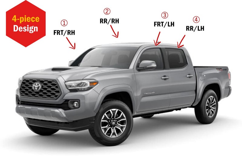 AUTO CLOVER AUTOCLOVER Side Window Visor 4 Piece Set for Toyota Tacoma 2016 2017 2018 2019 2020 2021 2022 2023/ Safe RAIN Out-Channel Guard Deflector (Smoked) - Image 3
