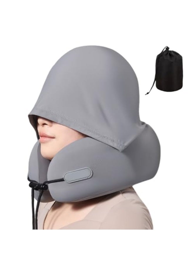 Car Sleeping Pillow Kids,Car U Shaped Neck Pillow with Hood | Sleep Aid Tool Ergonomic Cushion Pad Headrest for Reading Offices Airport Driving Traveling Road Trip Nap Flights Sitting - Image 1