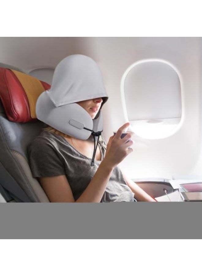 Car Sleeping Pillow Kids,Car U Shaped Neck Pillow with Hood | Sleep Aid Tool Ergonomic Cushion Pad Headrest for Reading Offices Airport Driving Traveling Road Trip Nap Flights Sitting - Image 2