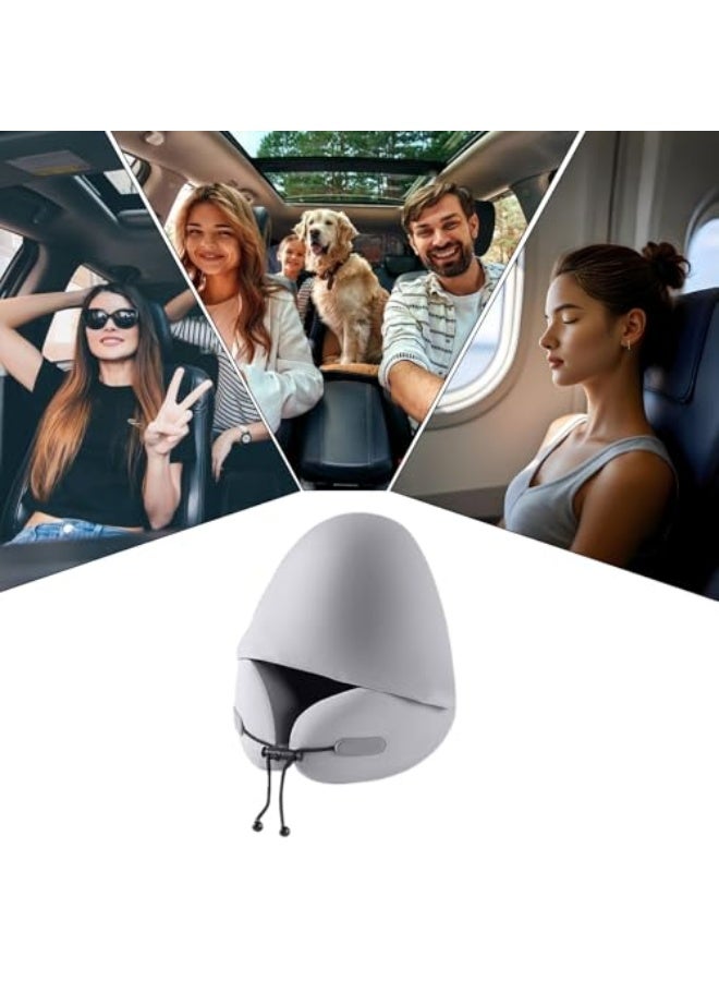 Car Sleeping Pillow Kids,Car U Shaped Neck Pillow with Hood | Sleep Aid Tool Ergonomic Cushion Pad Headrest for Reading Offices Airport Driving Traveling Road Trip Nap Flights Sitting - Image 5