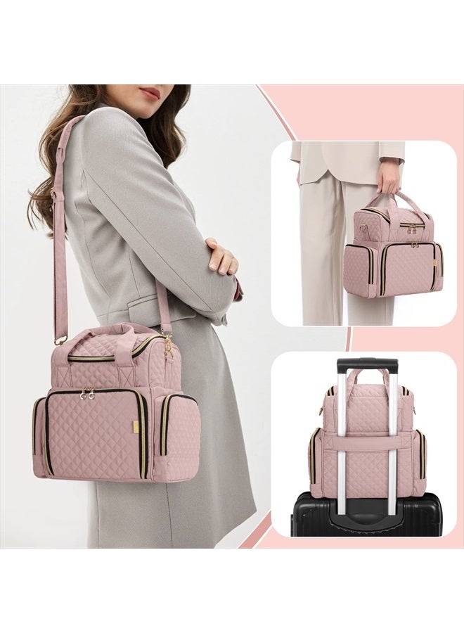 LUXJA Nail Polish Organizer Holds 48 Bottles and a Nail Lamp, Nail Polish Case with 2 Removable Bags and Tools Storage Pockets (Patent Pending), Pale Rose - Image 5