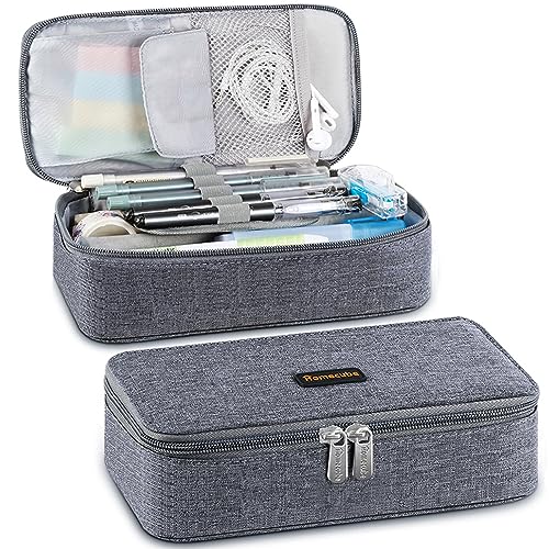 Homecube Capacious Pencil Case Pen Box Makeup Bag Pouch Pencils Holder Large Storage Stationery Box with Zipper School Supplies for College and Office - Navy Blue - Image 1