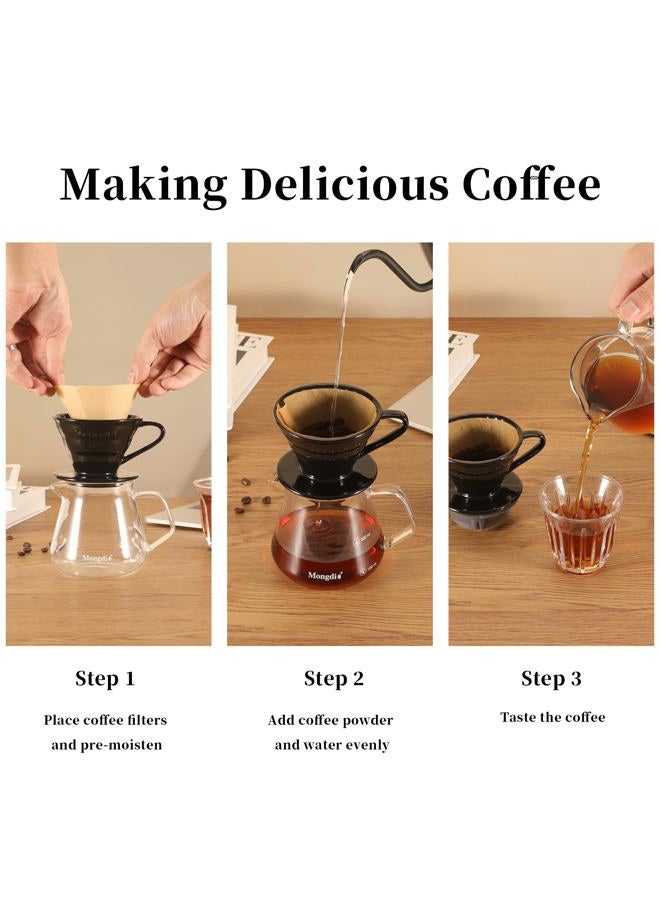 Mongdio V60 Ceramic Pour Over Coffee Dripper, Reusable Porcelain Portable Pour Over Coffee Maker, Slow Brewing Accessories with 1 Holes for Home - Size 02 Black - Image 4