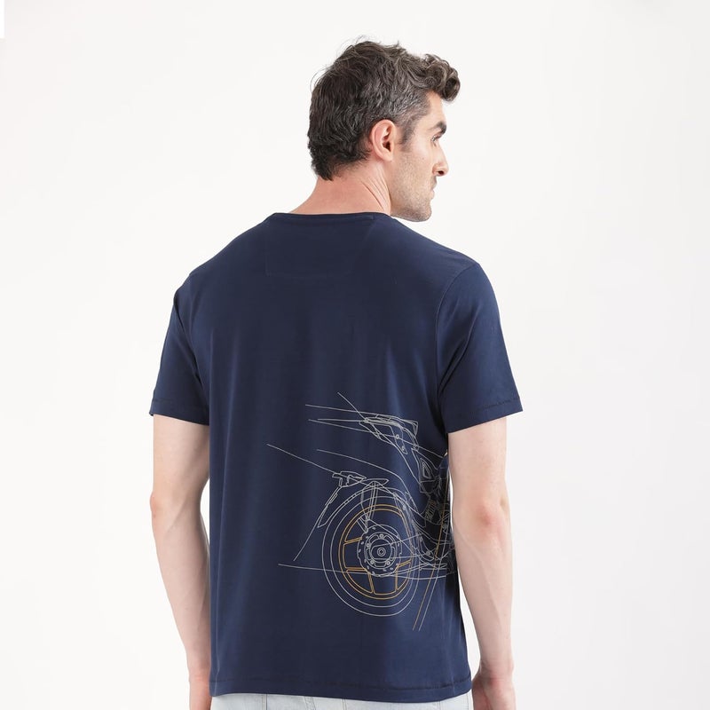 TVS Originals Collection Crew Neck T-Shirt � Bold Street Style, 100% Pure Cotton, Ultra-Soft Comfort, Breathable Anti-Odor Fabric, Skin-Friendly & Long-Lasting Durability for Riders (Racing Navy) -XL - Image 2