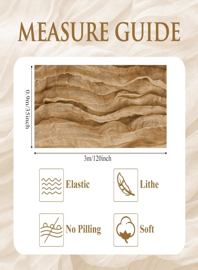 SUCITY 2PCS Table Runner 300*90cm Boho Table Decor Table Runner Rustic Sheer forWedding Baby Shower Birthday Party Cake Table Centerpieces Rustic Sheer Table Khaki and gray - Image 4