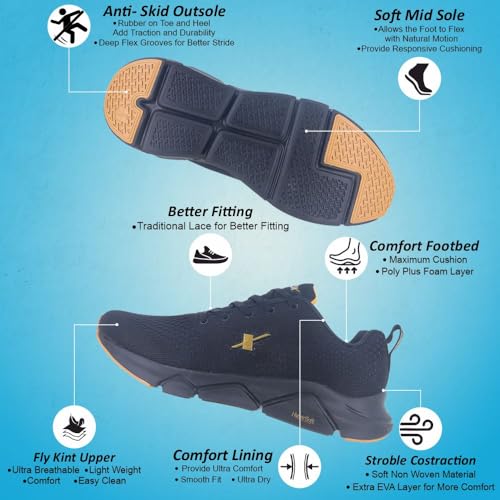 SPARX Mens Sx0657g Black Golden Sneaker - 6 UK (SX0657G) - Image 4