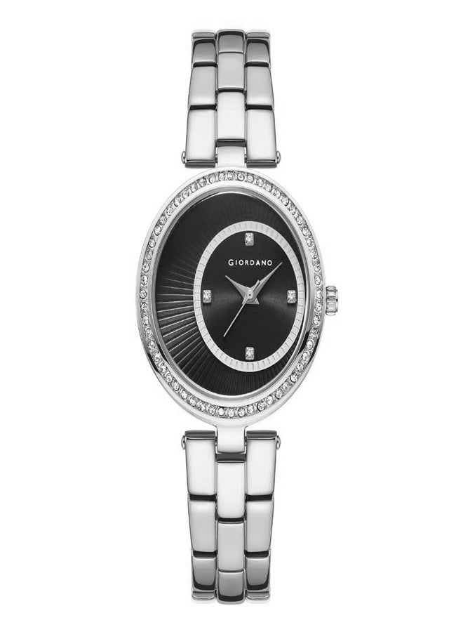 Giordano AW22 Collection Analog Stylish Watch for Women's Water Resistant Fashion Watch with Stainless Steel Case Wrist Watch to Compliment Your Look - A2056, Dial: Black Strap: Silver, Medium, - Image 1