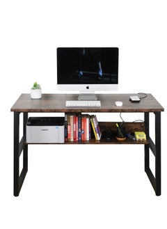 XiuWoo Computer desk with hutch and bookshelf home office desk with space saving design, metal legs table desk with upper storage shelves for study writing and workstation, easy assemble 120x45x72cm  - Image 5