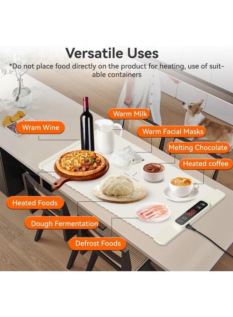 YOUWE7 سجادة تدفئة محمولة للطعام، صينية تدفئة كهربائية قابلة للدحرجة للطعام مع شاشة عرض درجة الحرارة في الوقت الفعلي، 5 مستويات لدرجة الحرارة، مؤقت، سخانات طعام متعددة الاستخدامات للحفلات والبوفيهات والتجمعات - Image 3