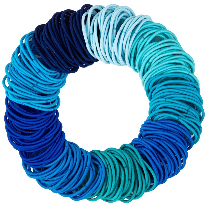 Expressions 216Piece Hair Ties Value Pack 4mm Elastics in Shades Of Blue No Metal Bands for Women Durable Ponytail Holders for Thick Curly and All Hair Types