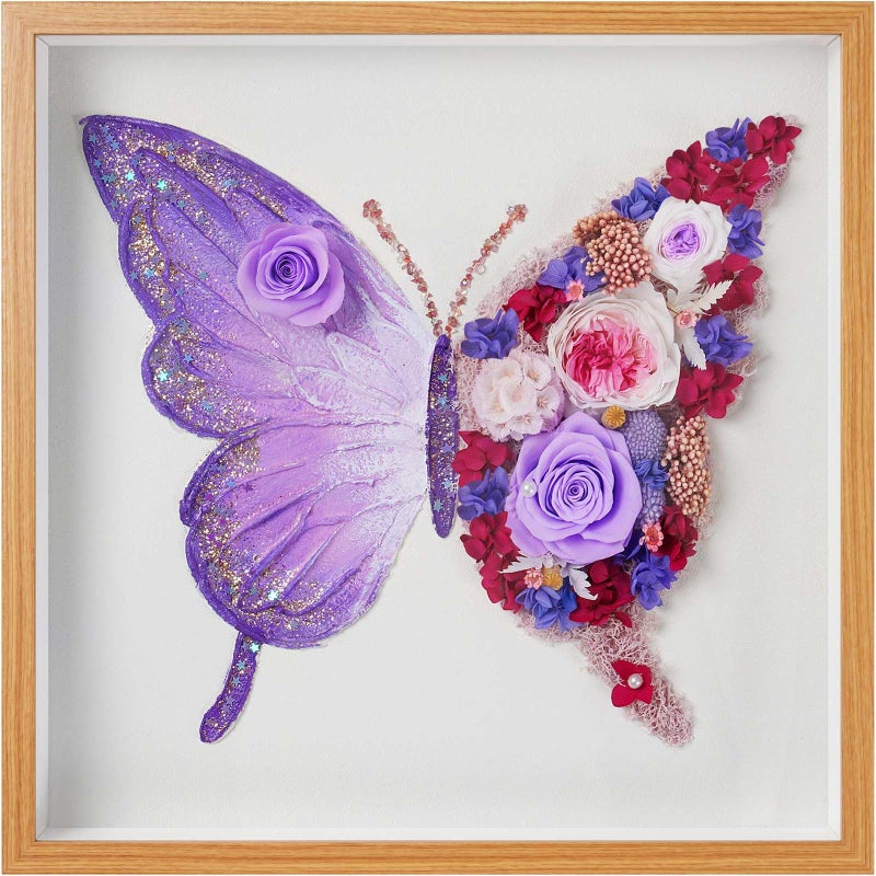 ADDWel 12x12 Shadow Box Frame for Butterfly Unique Butterfly Wall Art with Eternal Roses Birthday Anniversary Christmas Gifts for Women Mom Wife Girlfriend Daughter
