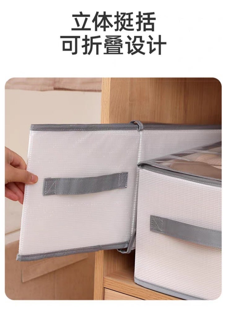 Clothes and pants organizer, with a 9-compartment design, made of foldable fabric, with a transparent cover - 2 pieces - White - Image 5