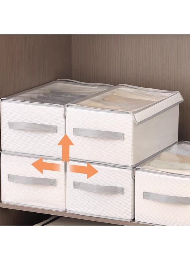 Clothes and pants organizer, with a 9-compartment design, made of foldable fabric, with a transparent cover - 2 pieces - White - Image 4