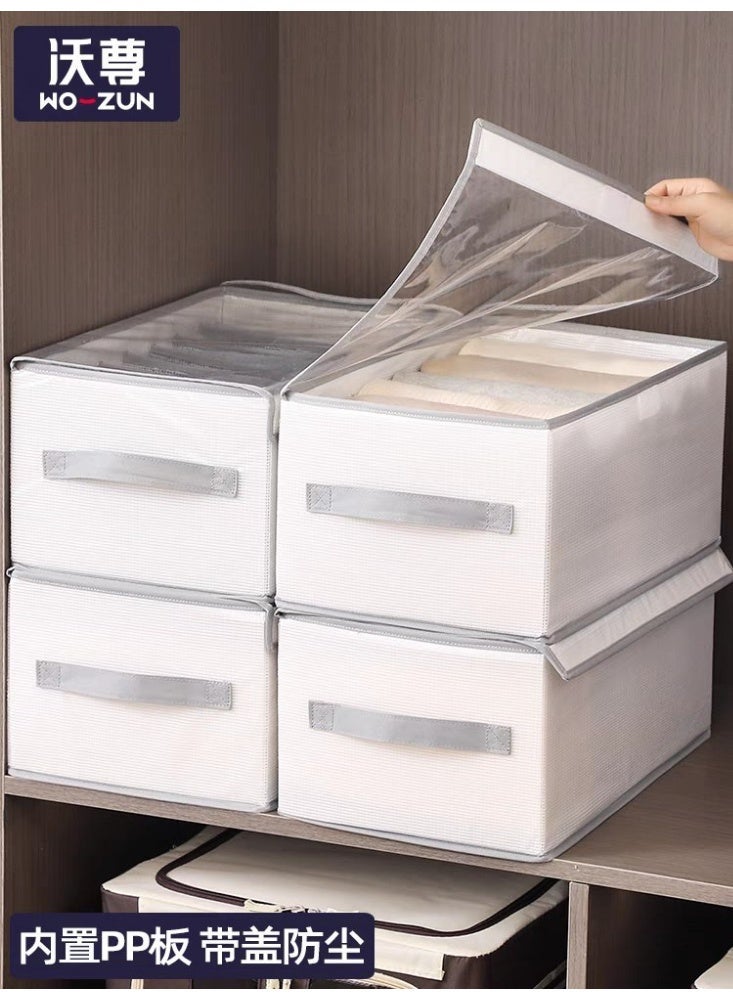 Clothes and pants organizer, with a 9-compartment design, made of foldable fabric, with a transparent cover - 2 pieces - White - Image 2