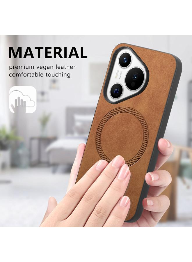 The Bros Phone Case For Huawei Pura 70 Pro+ Solid Color Retro Magsafe PU Back Cover Phone Phone Case - Image 4