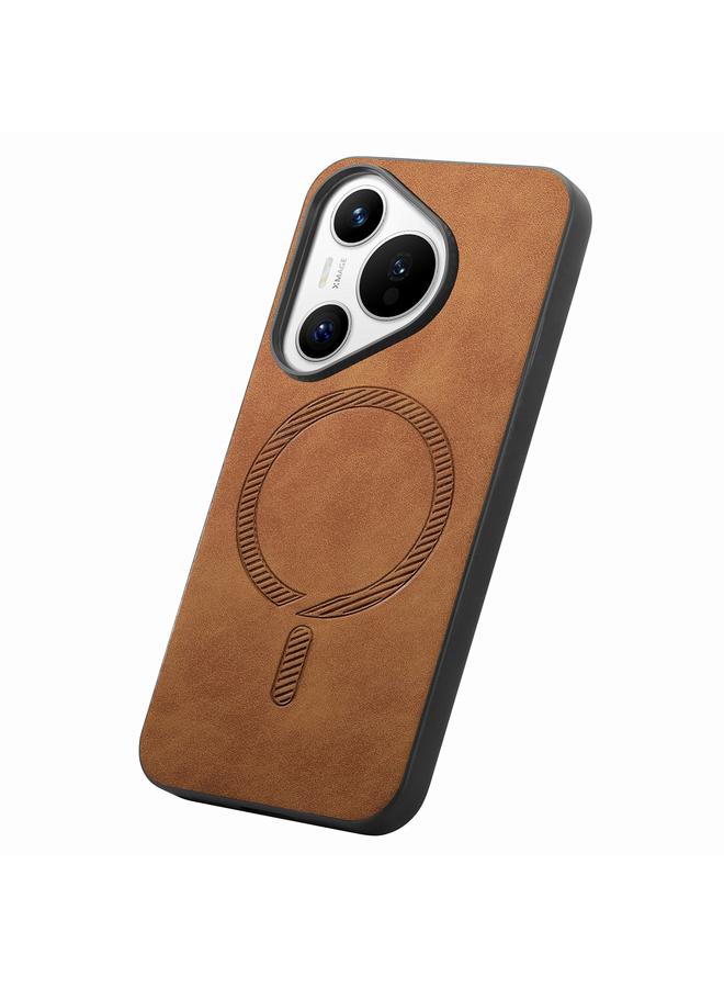 The Bros Phone Case For Huawei Pura 70 Pro+ Solid Color Retro Magsafe PU Back Cover Phone Phone Case - Image 2