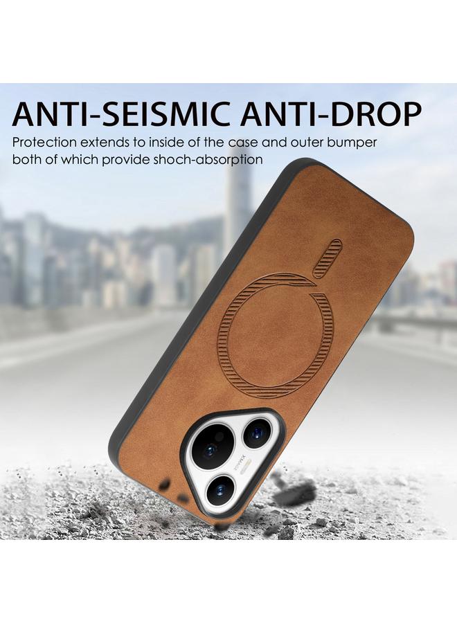 The Bros Phone Case For Huawei Pura 70 Pro+ Solid Color Retro Magsafe PU Back Cover Phone Phone Case - Image 5