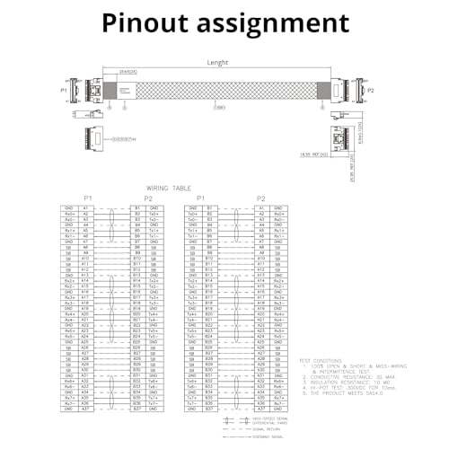 10Gtek 24G SlimSAS SFF-8654 to SFF-8654 Cable, 8i Internal Cable, SAS 4.0, 100-ohm, Compatible with Servers, Storage Systems, Workstations & High-Performance Computing, 0.5-m(1.65ft) - Image 4