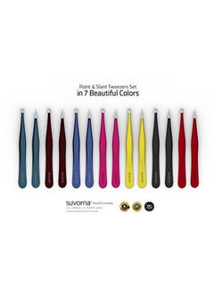 Suvorna 4 Precision Aligned Professional Tweezers Color Sets With Premium Stainless Steel. One Sharp Pointed Pair And One Slant Tip Pair For Eyebrow Shaping. Great For Ingrown Hair. (Maroon)  - Image 5