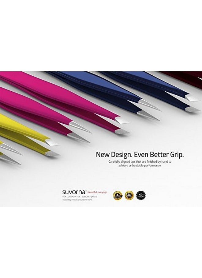 Suvorna - 4 Precision Aligned Professional Tweezers Color Sets With Premium Stainless Steel. One Sharp Pointed Pair And One Slant Tip Pair For Eyebrow Shaping. Great For Ingrown Hair. (Maroon) - Image 1