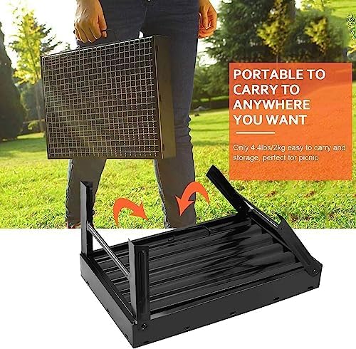 TRIGOP Barbecue Grills - Foldable Charcoal Barbeque Grill With (2 Spatula, 1 BBQ, 10 Stick & 1Air Blower) Outdoor Bbq Grill Tools For Camping Picnics Traveling - Stellar Black ( Barbecue set ) - Image 3