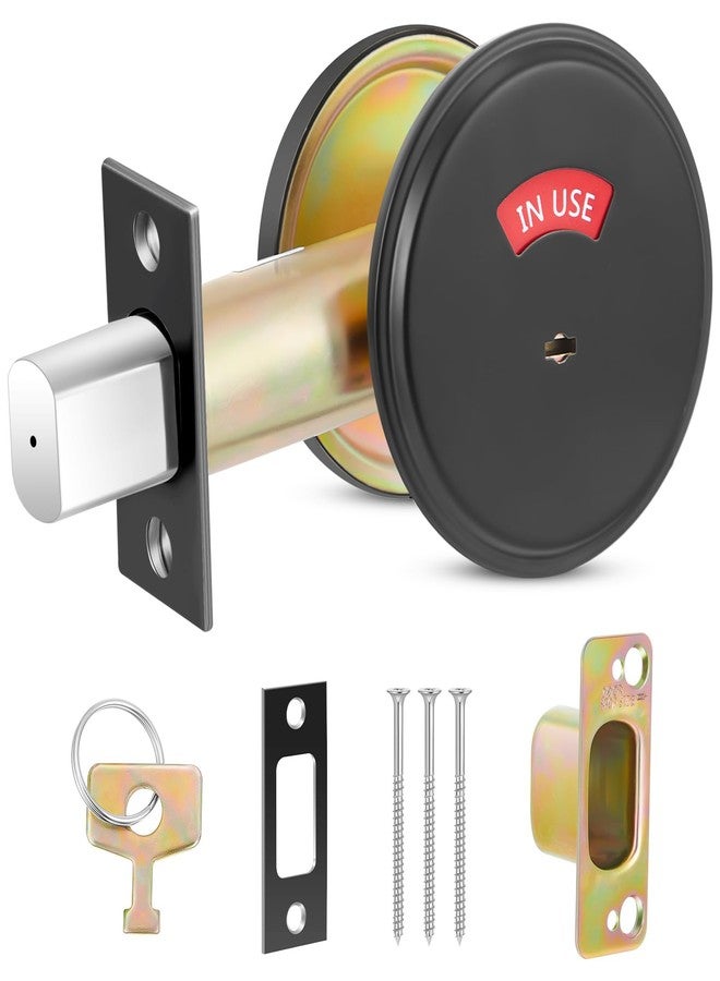 Tandefio 1 Pcs Deadbolt with Occupancy Indicator, Vacant Occupied Bathroom Lock 304 Stainless Steel Lock Indicator for Commercial Restroom Fit Door Thickness from 1 3/8" to 2", Satin Chrome (Black) - Image 1