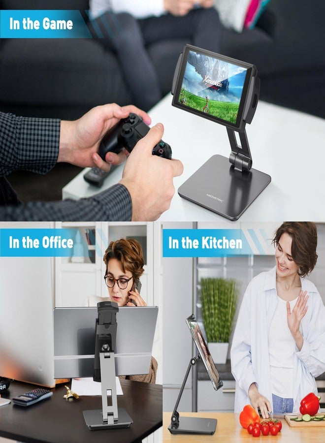 AboveTEK Business Kiosk Aluminum Tablet iPad Stand, 360° Swivel Tablet & Phone Holders for Any 4"-15.6" Display Tablets/Cell Phones/Portable Monitor, Sturdy for Store POS Office (Grey) - Image 3
