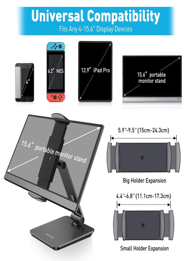 AboveTEK Business Kiosk Aluminum Tablet iPad Stand, 360° Swivel Tablet & Phone Holders for Any 4"-15.6" Display Tablets/Cell Phones/Portable Monitor, Sturdy for Store POS Office (Grey) - Image 2