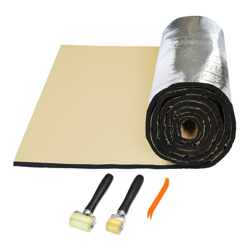 uxcell 1 Set Car Sound Insulation Mat 10mm Door Hood Engine Heat Insulation W/Installer Tool 152x100cm 60"x40" - Image 1