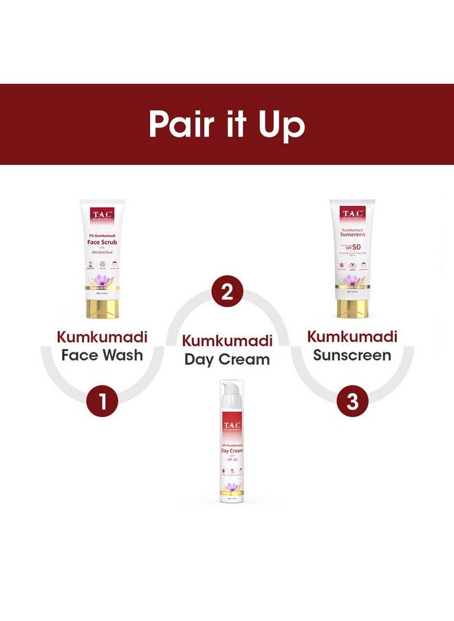 TAC - The Ayurveda Co. Tac Kumkumadi Gold Glow Sunscreen Spf 50 Pa+++| High Grade Sun Protection With Uva/B + Blue Light Barrier|Ultra Light Sunscreen Gel|For Oily & Dry Skin|Water-Based Hydrating Formula|No White Cast -50G  - Image 3