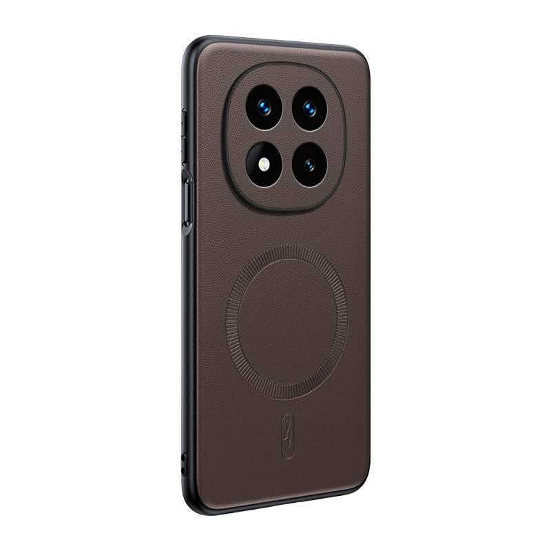 غطاء MagSafe بملمس جلد لـ Redmi Note 14 Pro مع حماية من السقوط ومغناطيس قوي مع مقاوم للصدمات مع ملمس جلد باللون Mocha Brown مغناطيسي باللون البني باللون الأحمر - Image 1