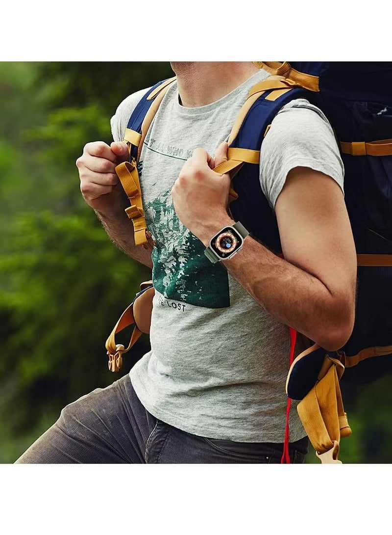 إيف حلقة جبال الألب متوافقة مع سوار ساعة أبل 42 ملم 44 ملم 45 ملم بديل للنساء والرجال الرياضي المنسوج من البوليستر G-hook Slides حزام من أجل iWatch Ultra Series SE 8/7/6/5/4/3/2/1 (أخضر) - Image 3