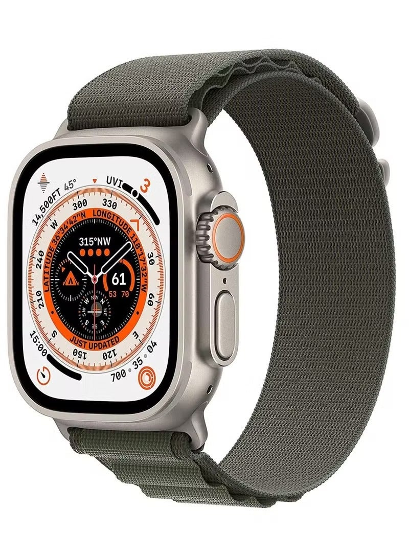 إيف حلقة جبال الألب متوافقة مع سوار ساعة أبل 42 ملم 44 ملم 45 ملم بديل للنساء والرجال الرياضي المنسوج من البوليستر G-hook Slides حزام من أجل iWatch Ultra Series SE 8/7/6/5/4/3/2/1 (أخضر) - Image 1