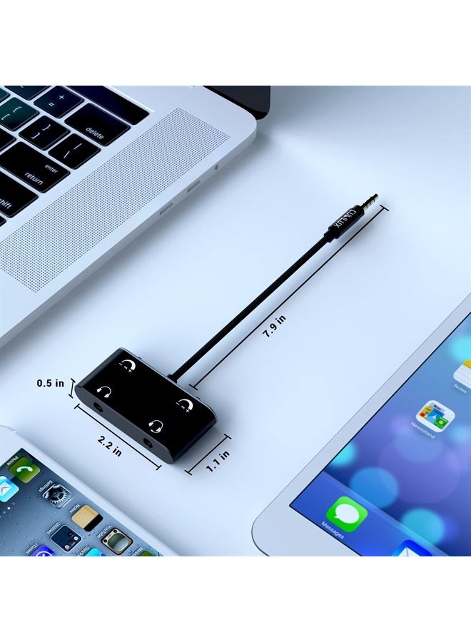 Cubilux Dual Headphone Splitter with Volume Control, Double Audio Jack Adapter for 2 People, 3.5mm Male to Dual Female Earphones Share Splitter Compatible with MacBook Laptop Phone Tablet MP4 MP3 - Image 2
