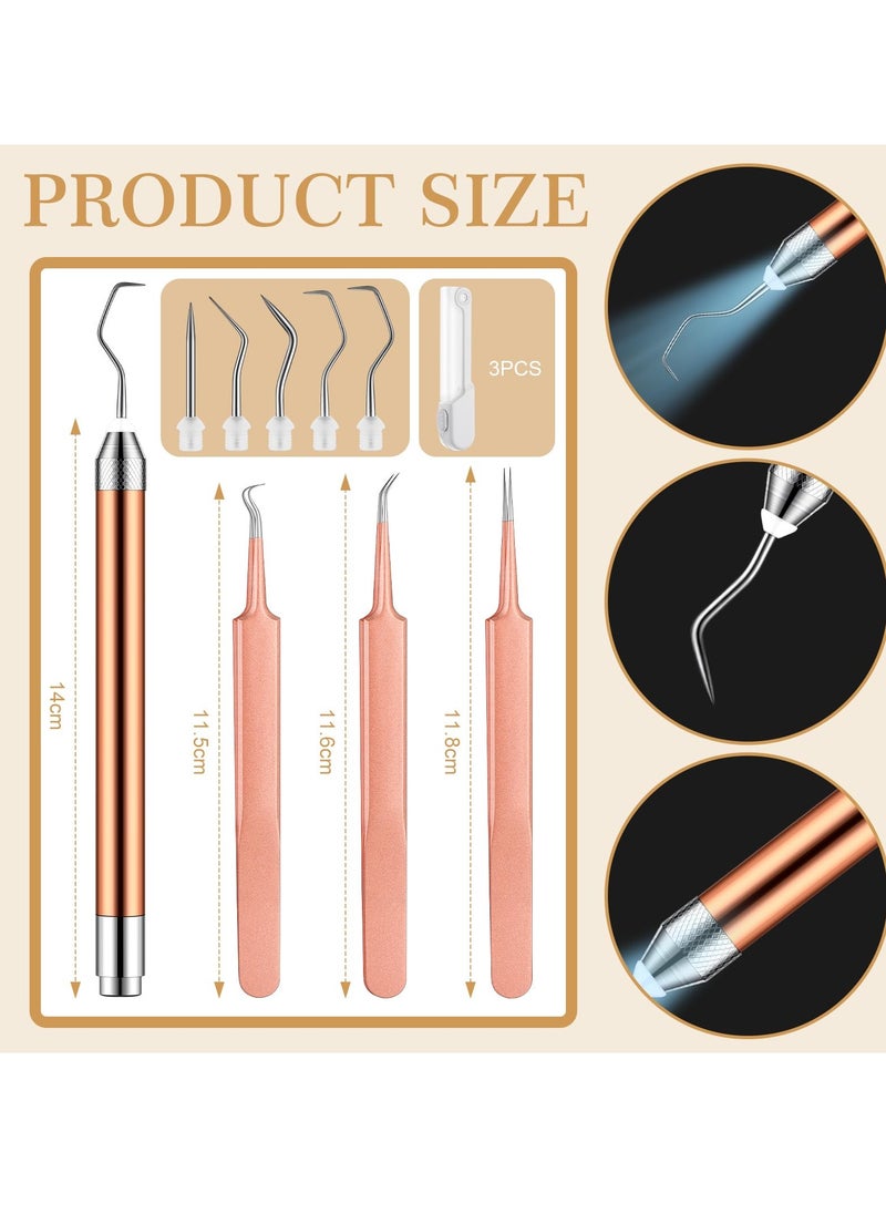 Excefore - LED Weeding Tools for Vinyl, 6 Pcs Retractable Pen and Tweezers for Removing Tiny Vinyl Paper and Iron on Projects Cuts for Weeding DIY Craft - Image 1