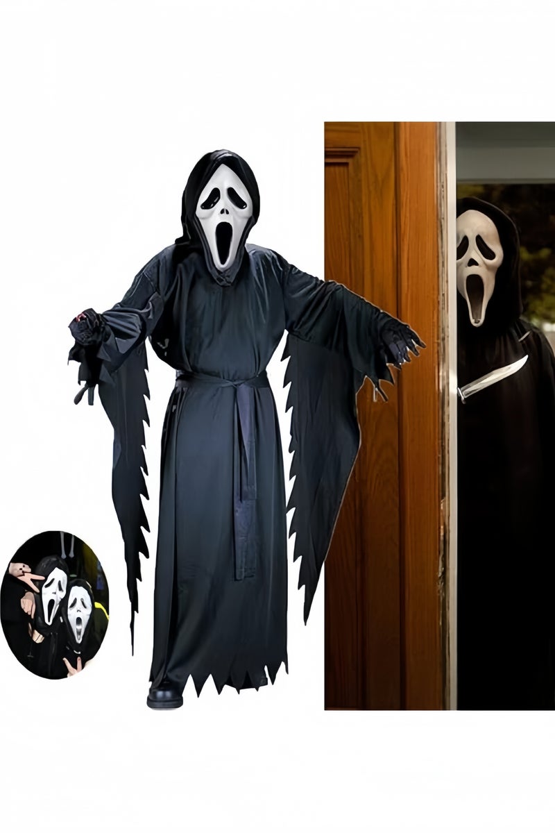 GGEROU Scream Ghost Face Fancy Dress Costume with Mask, Scary Halloween Dress Up Horror Costume Set for Adult - Image 3