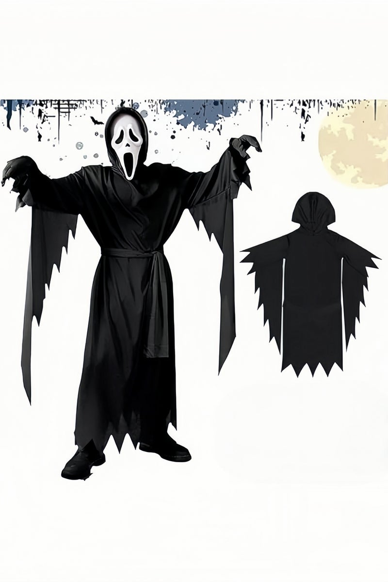 GGEROU Scream Ghost Face Fancy Dress Costume with Mask, Scary Halloween Dress Up Horror Costume Set for Adult - Image 4