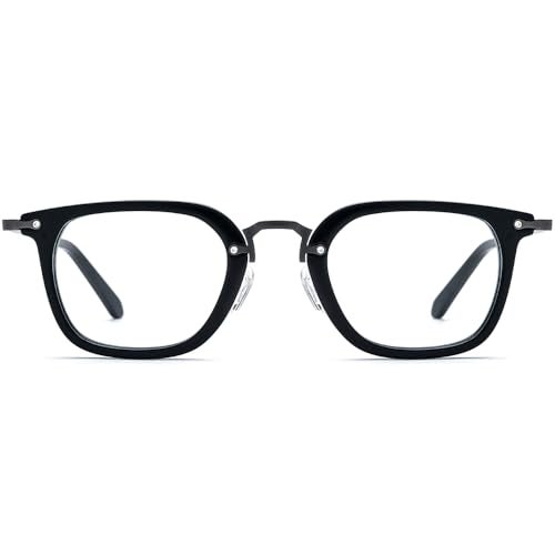 FONEX Acetate Titanium Glasses Frame Men Square Eyeglasses Women Vintage Optical Eyewear F85786 (F85791 Black, Clear) - Image 5