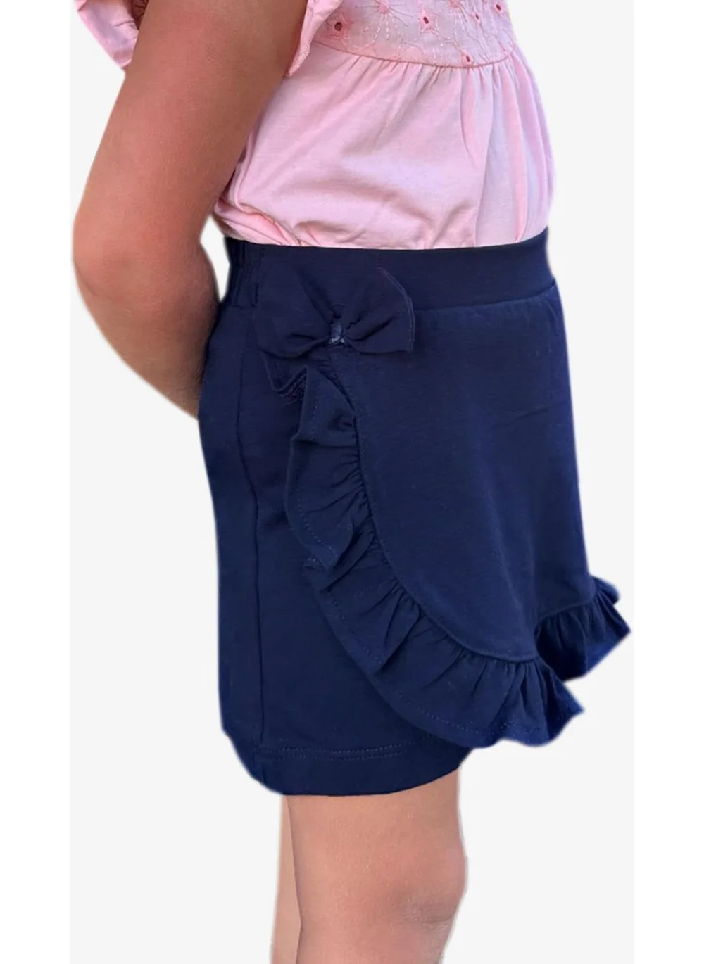 Breeze Girl Skirt Shorts with Frills and Bows, 1.5-5 Years, Navy Blue