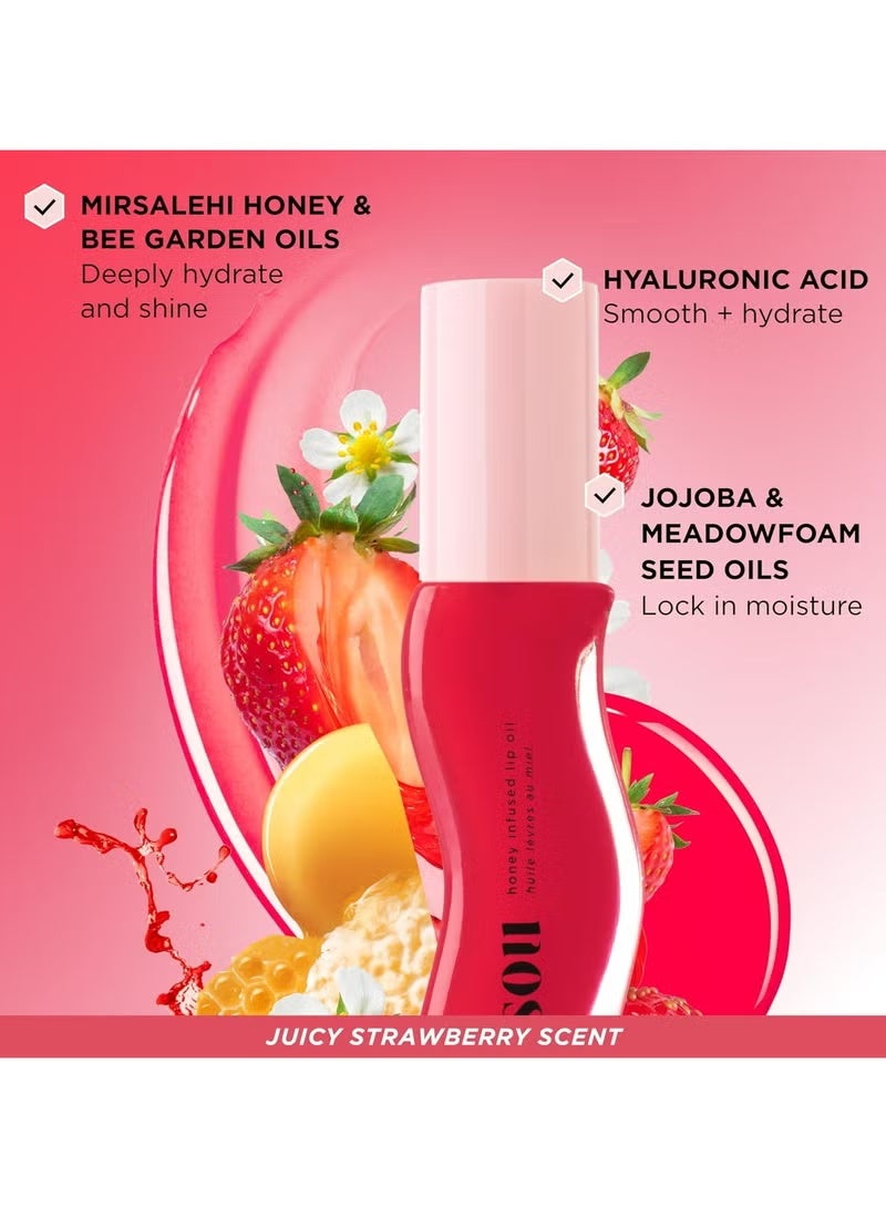 Gisou Honey Infused Lip Oil Set 6 × 8Ml – Cherry On The Cake, Honey Gold Shimmer, Mango Passion Punch, Watermelon Sugar, Strawberry Sorbet & Coconut Frost | Hydrating High- Shine