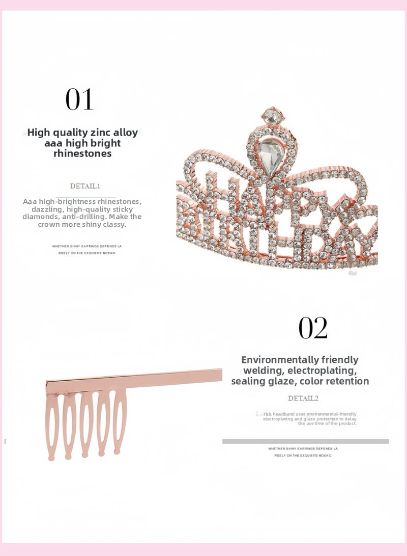 Birthday Crown Headband set: "Happy Birthday" Sash, Queen Theme Hairband, Birthday Photo Prop & Scene Decor.  - Image 5