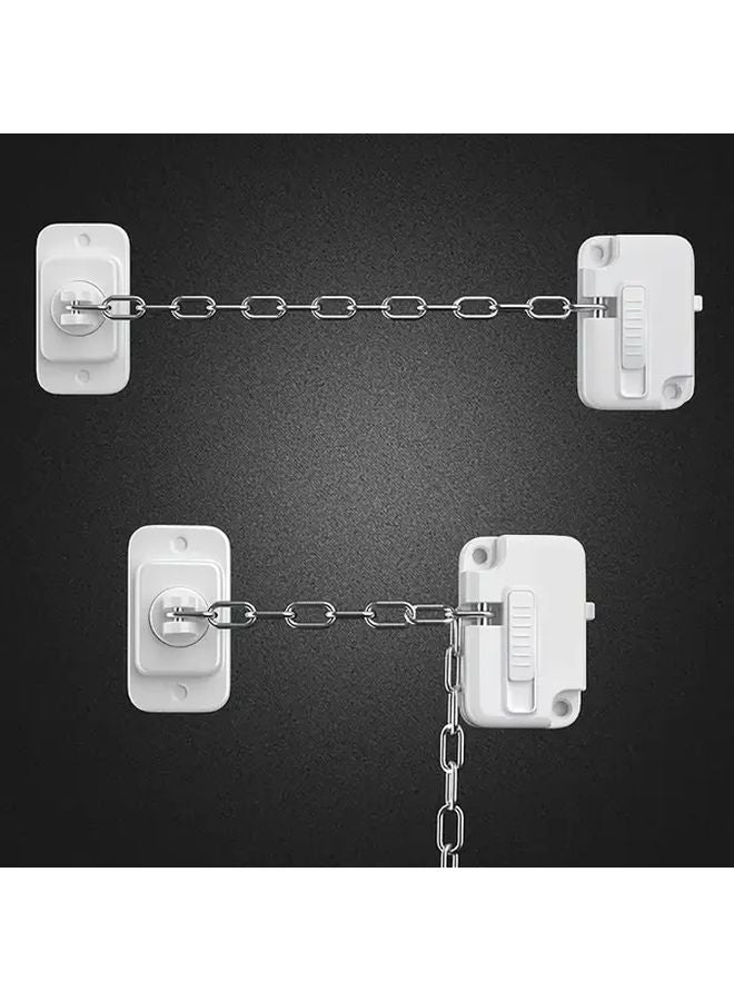 White Adjustable Window Security Lock Self Adhesive No Drilling Ventilation Restrictor - Image 2